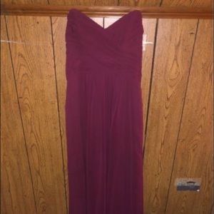 Plum/burgundy strapless bridesmaid dress